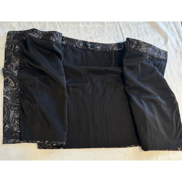 Talbots Petite Black pencil Gray Paisley Floral Wrap Skirt Size 4p Wool Blend - Picture 3 of 8
